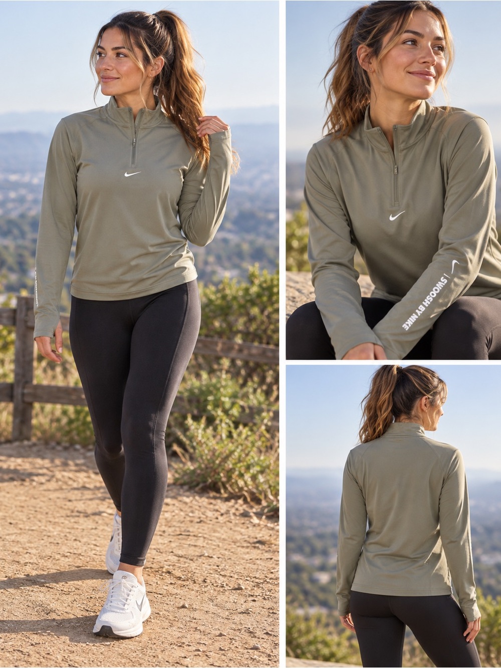 Nike Olive Quarter-Zip Pullover Jacket